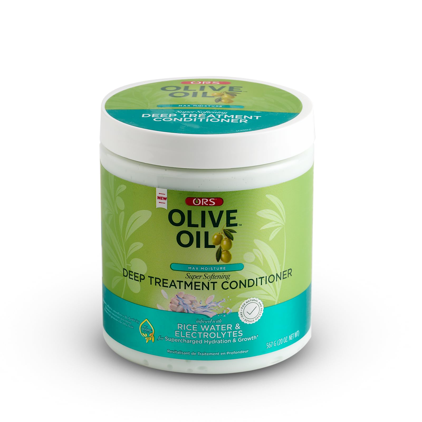 ORS Olive Oil Max Moisture Super Softening Deep Treatment Conditioner Infused with Rice Water & Electrolytes (20.0 oz)
